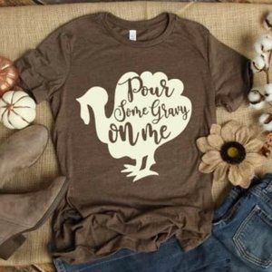 Next Level T Shirt‎ Short Sleeve "Pour Some Gravy on Me" Brown 3XL